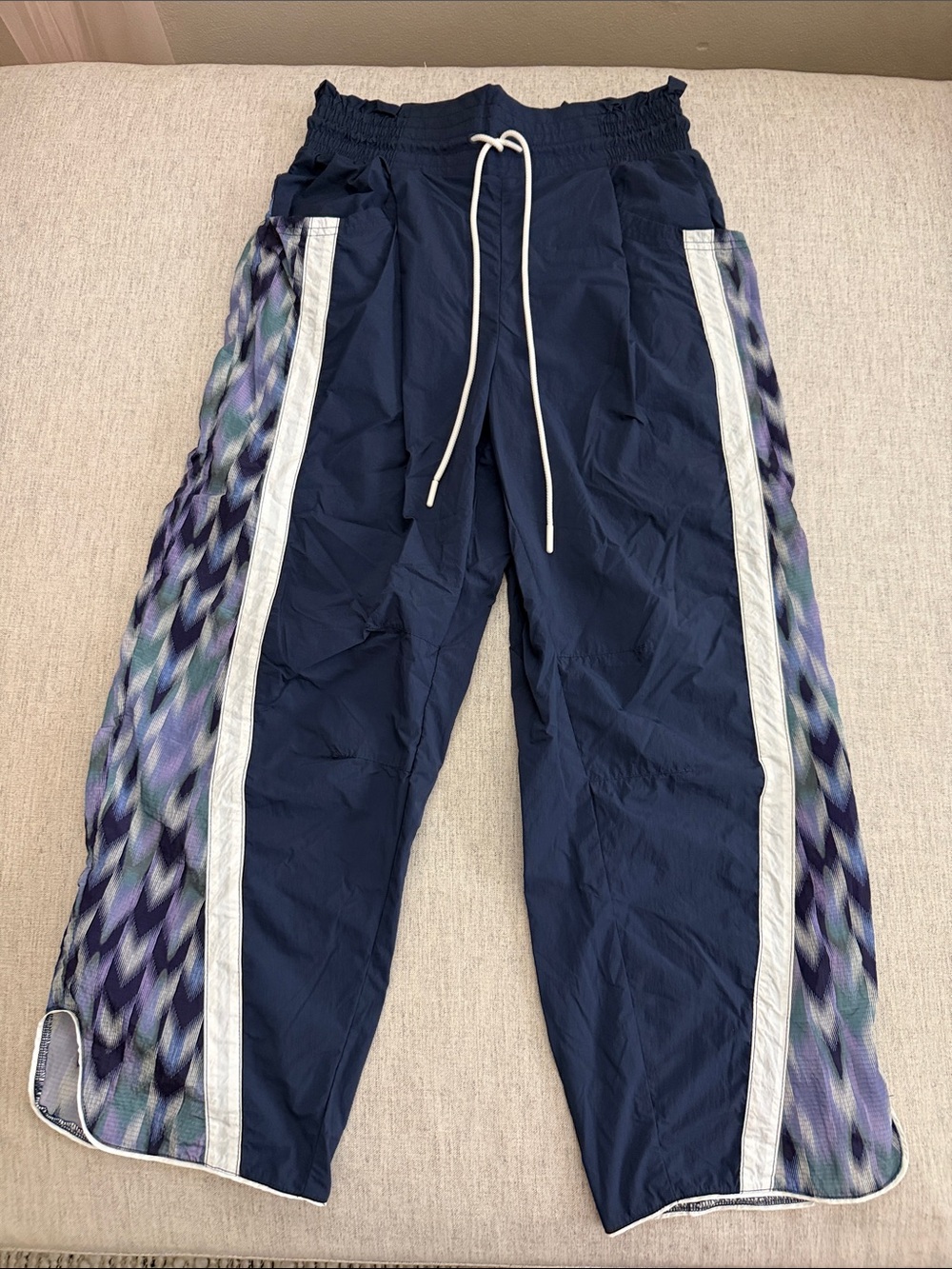 FP Movement by Free People Navy Track Joggers with Patterned Side Panels